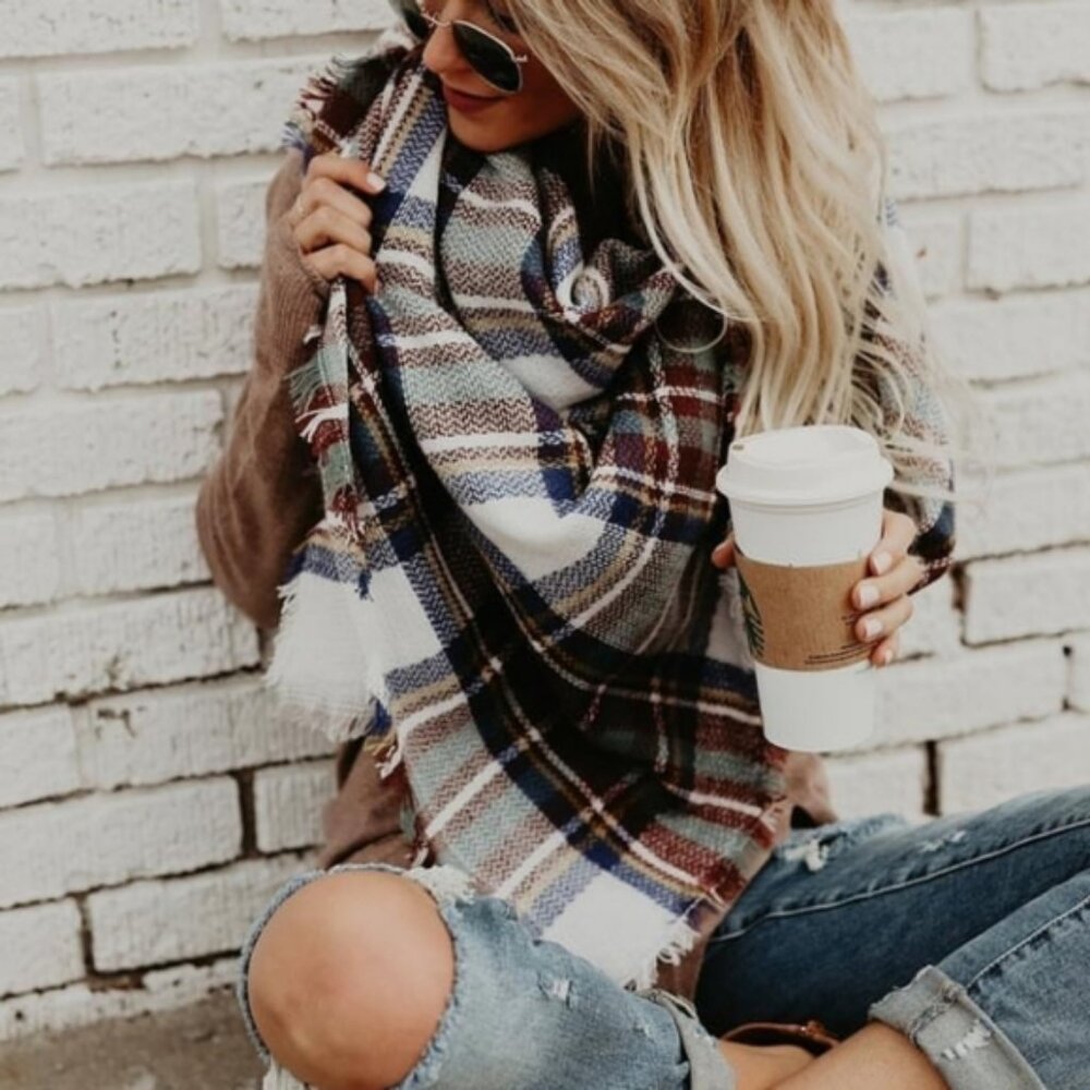 Multi Color Oversized Blanket Scarf - Picture 3 of 3